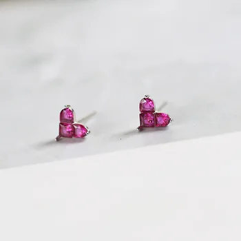 

OBEAR Hypoallergenic Zircon Heart-Shaped Earrings Korean Temperament Cute Fashion Wild Ear jewelry For Women
