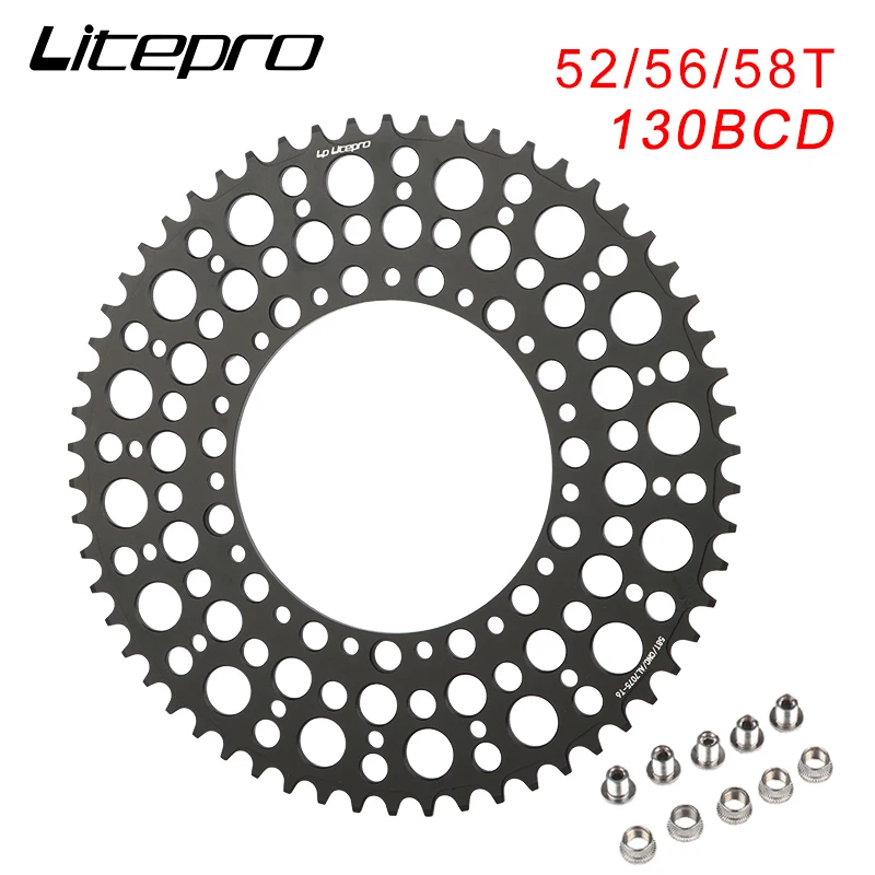 Litepro Faltad Kette Ring Bcd 130Mm 52T 56T 58T Alluminio Legierung Kurbel Bmx Fahrrad Kettenblatt