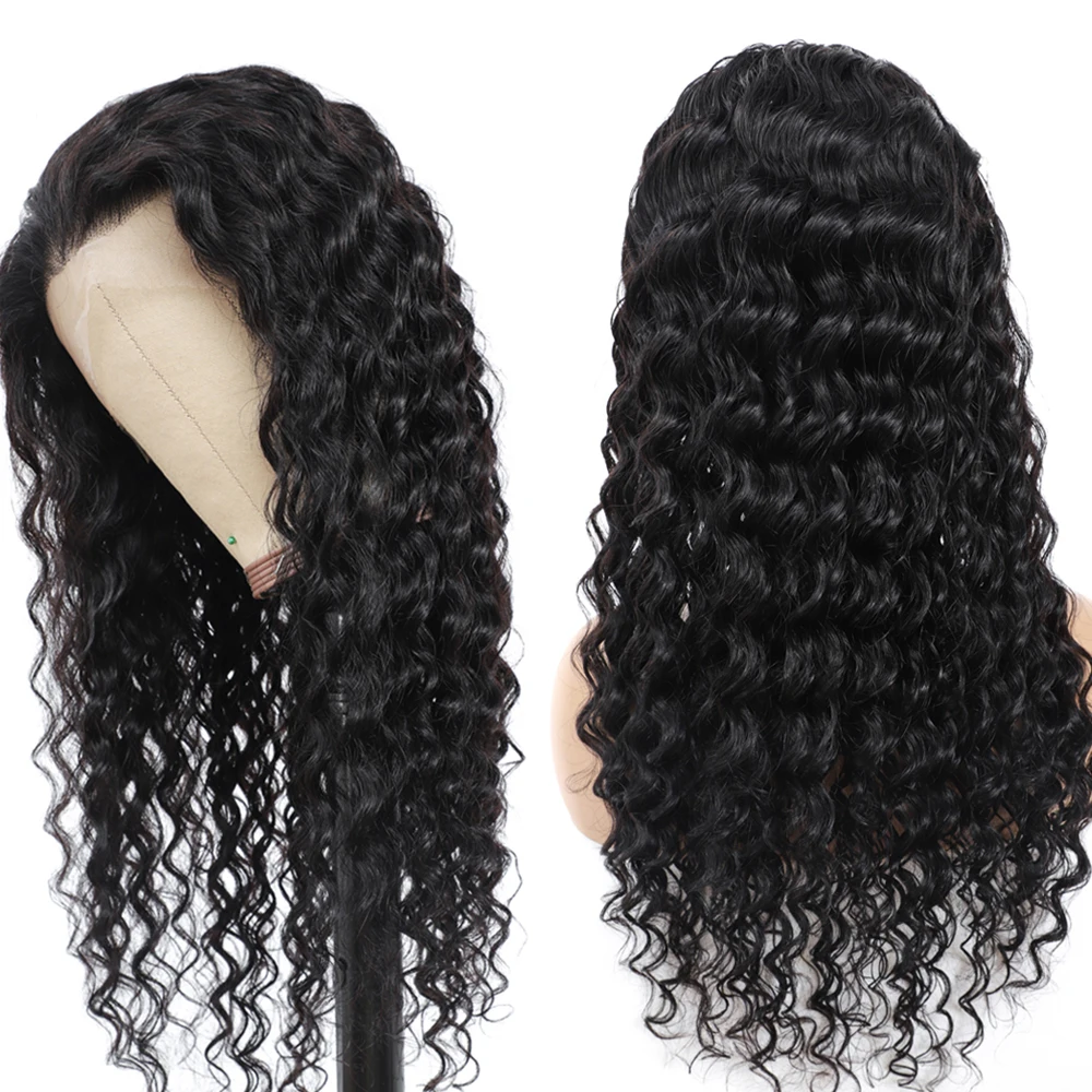 Water Wave Lace Closure Human Hair Wigs 24 26Inch Brazilian Curly Lace Wig 4x4Lace Closure Wig pineapple wave 180% density