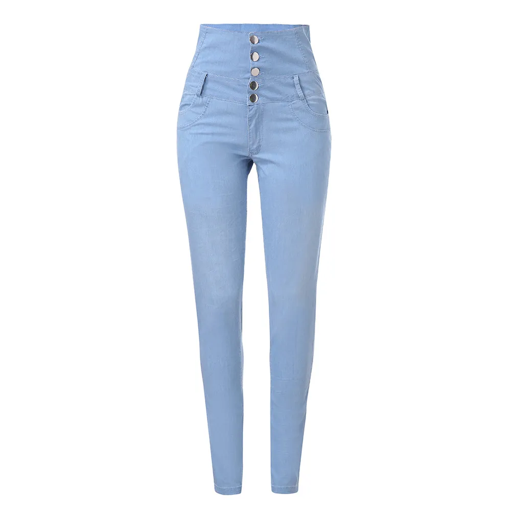 Jaycosin Новая мода дамы случайные кнопки джинсы стрейч упругое напряжение тонкие женские мягкие свободные Маленькие ноги укороченные джинсы 10#4