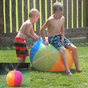 

PVC Inflatable Spray Water Balloons Rainbow-Color Beach Ball Summer Outdoor Beach Water Play Balls Swimming Party Lawn Game Toys