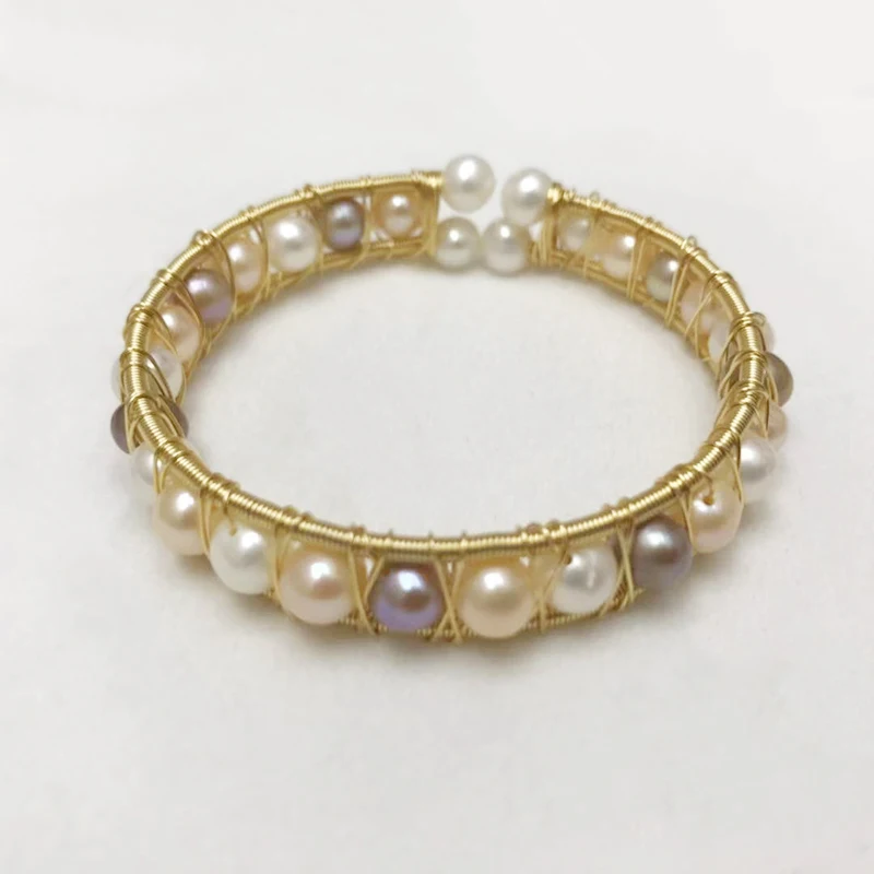 Multi-colored Baroque Pearl Pulsera Hombre Gold Bangles For Women Non-fading Luxury Jonc Bracelet Femm New Trendy Jewelry