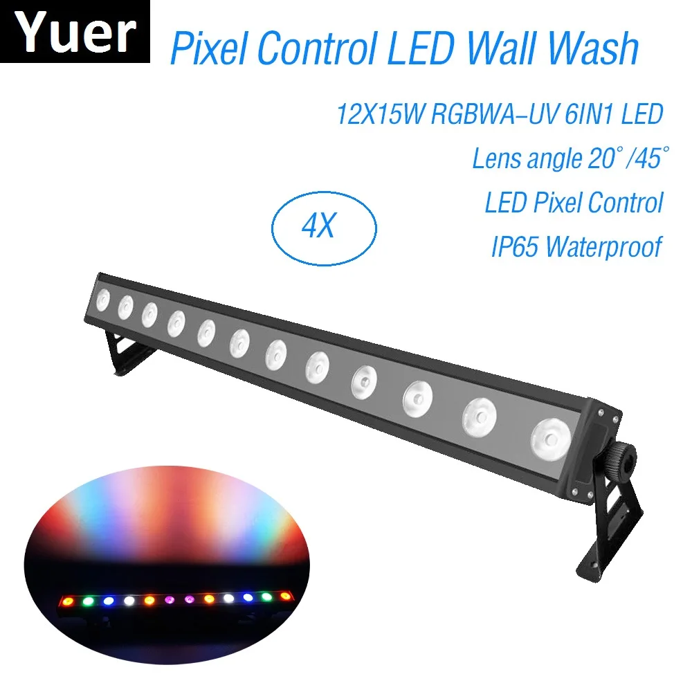 

12X15W RGBWA-UV 6IN 1 светодиодный Bar IP65 светодиодный прибор для мытья стен DMX 512 Pixel Control Washer /Flood светильник DJ/бар/фотография