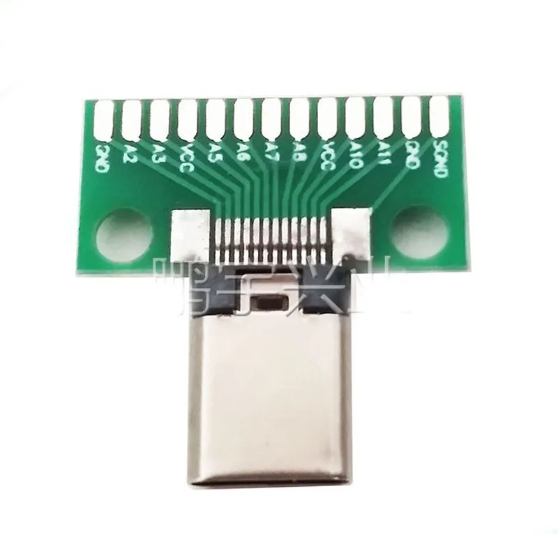 

5pcs/lot Type c test board USB 3.1 male plug connector with PCB board Soldered USB3.1 Double-sided insert