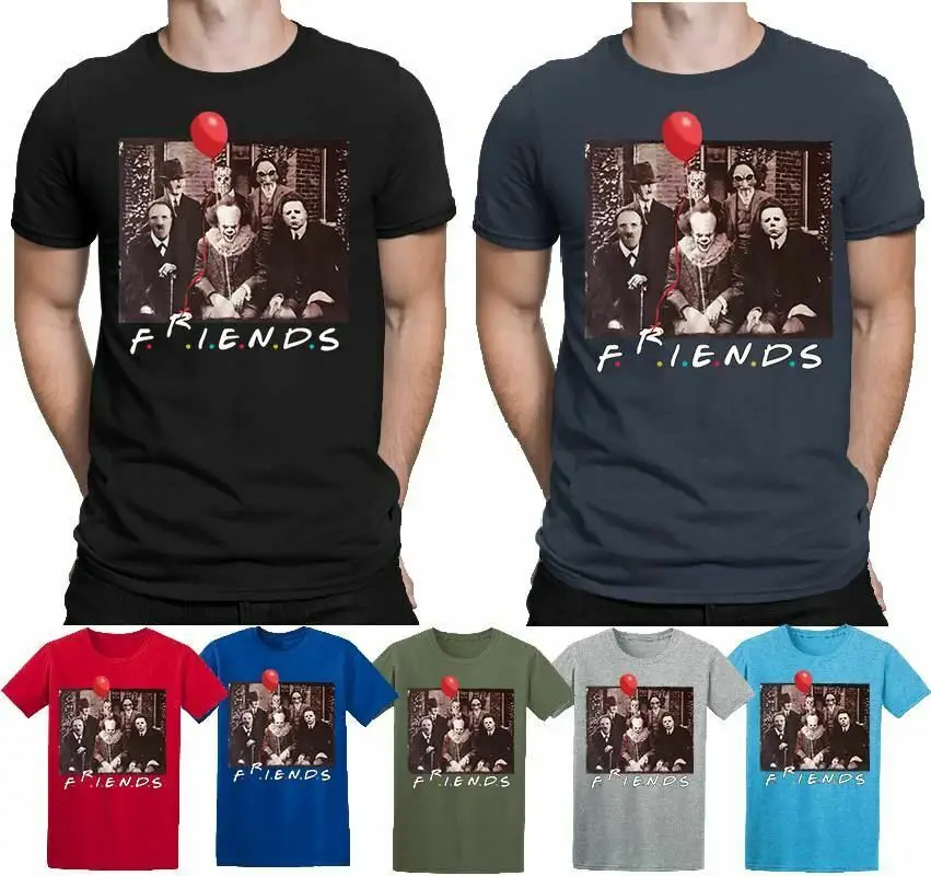 

Horror Friends T Shirt Halloween Pennywise Jigsaw Film Movie Scary Men T Shirt