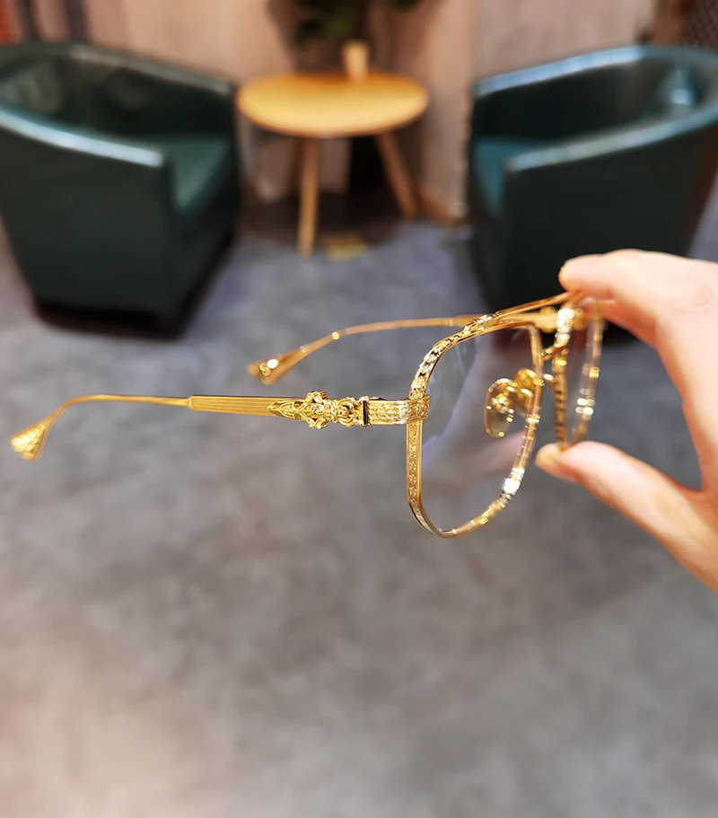 JIANDAN Men and Women Anti-Blue Light Wild Double Beam Irregular Large Frame Glasses Frame Equipped With Myopia Prescription
