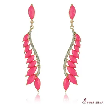 

E1403 fashion earrings leaves tassel earrings with Europe and the United States customs diamond earrings