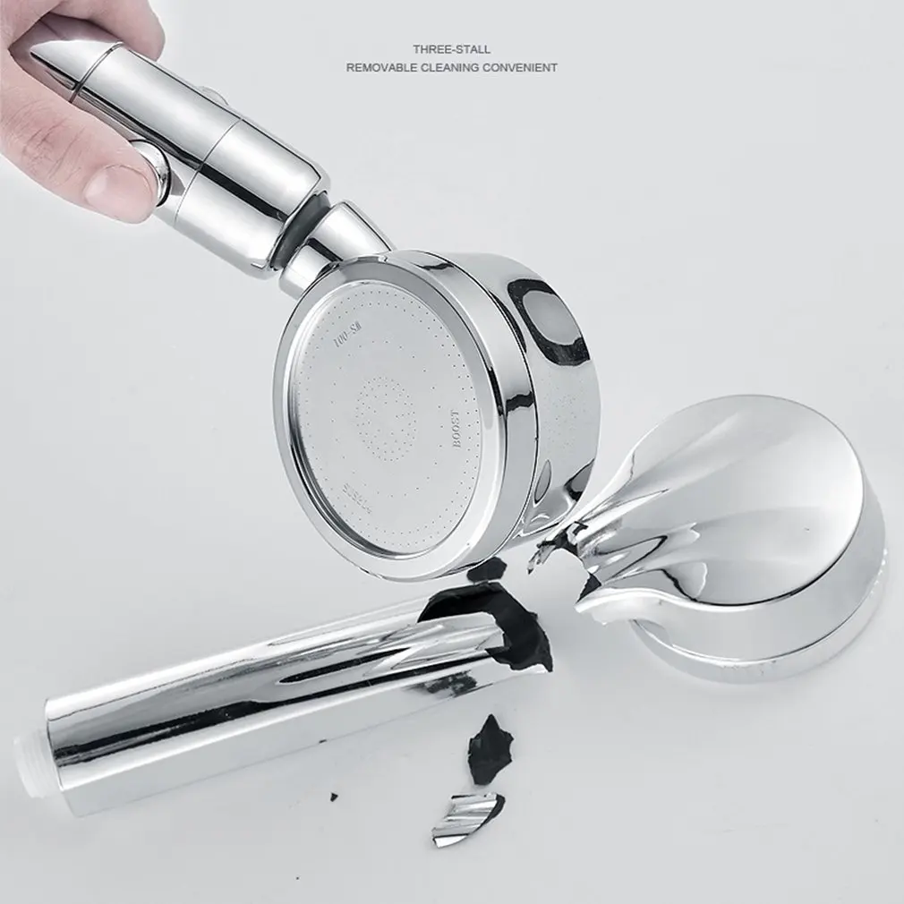 Booster Shower Hand Shower One Button Water Stop Rotating Shower Head Nozzle Filter Universal Shaking Head