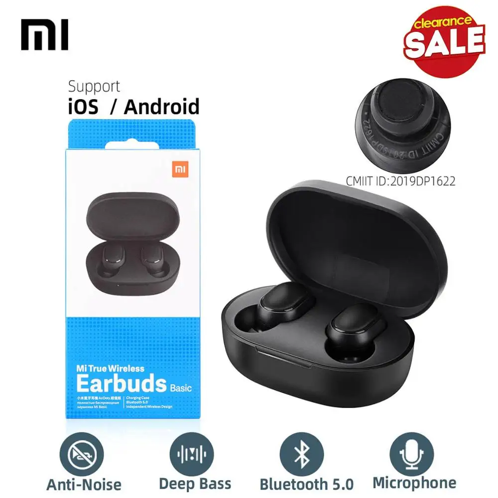 

100% Original for XIAOMI AirDots Earbuds Wireless Earphones Bluetooth 5.0 Earpods Mi Airdots TWS Headphone Redmi Earbuds Global