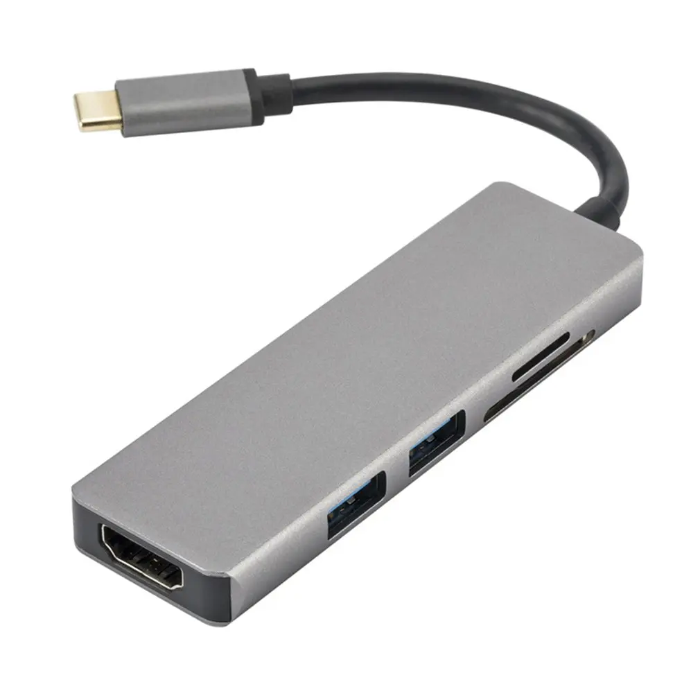 Тонкий Алюминиевый Usb C концентратор type C Thunderbolt 3 к Hdmi 4K адаптер+ Sd/Micro Sd кард-ридер+ два порта Usb 3,0