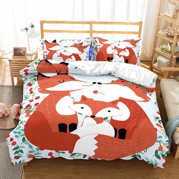 

BEST.WENSD Drop Ship Lovely Fox Bedding bedroom comforter set kids beddings and bed sets Print designer 3d bedclothes Animal