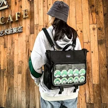 Large capacity schoolbag men's fashion trend personality Korean single backpack multi-functional messenger bag double shoulder