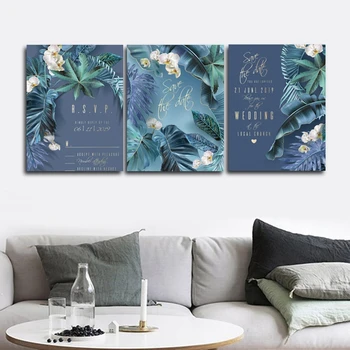 

Tropical Botanical Wall Pictures Poster Print Canvas Painting Calligraphy Decor for Living Room Bedroom Home Decor Frameless
