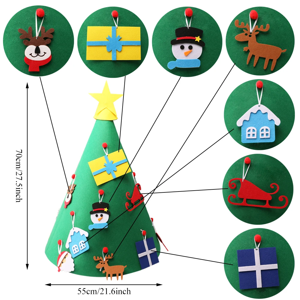 3D Войлок Рождественская елка ремесло Детские игрушки «сделай сам» подарок фестивальный стикер орнамент украшение дома декоративные рождественские елки набор вечерние украшения
