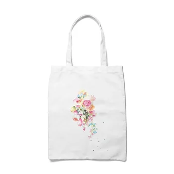

Tote Canvas Eco Friendly Fruit Shopping Bags Woman Handbags 2020 Hot New Summer Female Flower Printing Hand Bag Organizer