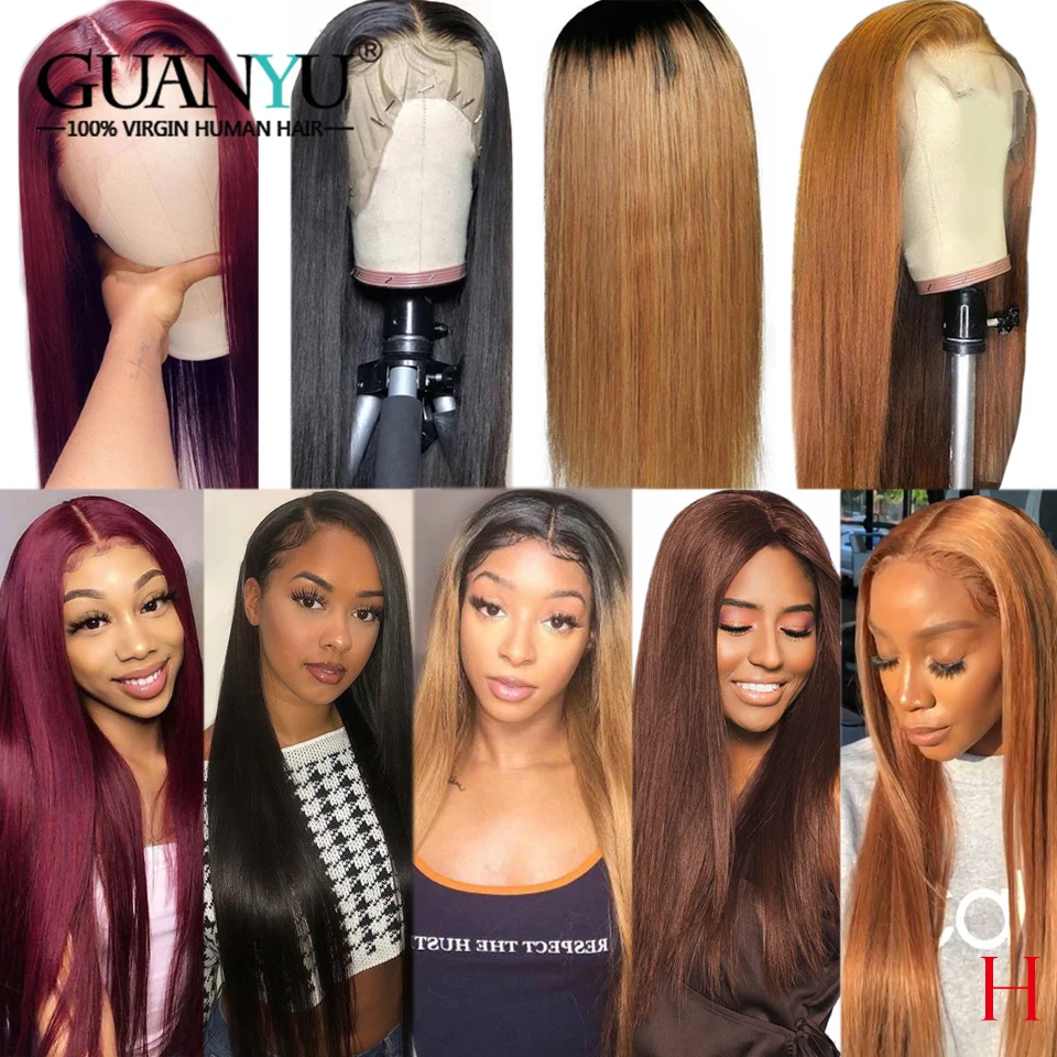 Медовый блондин человеческие волосы парик 13X4 перуанские Remy прямые Омбре 1B/27