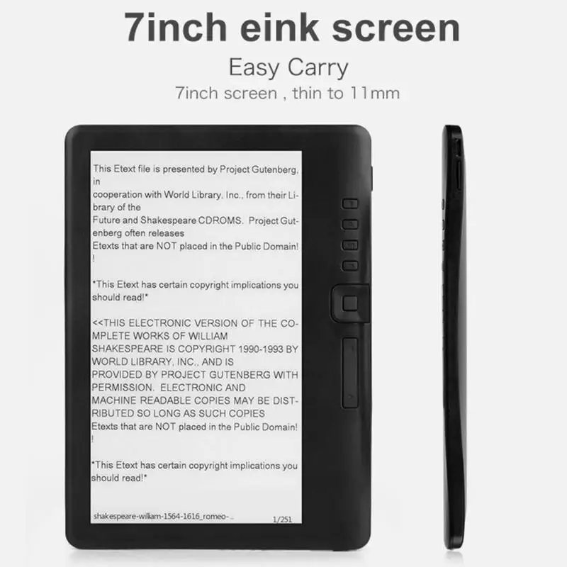 7 дюймов E-Ink для чтения электронных книг ЖК-дисплей Смарт Подсветка чтения электронных книг 4 ГБ 8 ГБ оперативной памяти, 16 Гб встроенной памяти HD цифровая электронная книга Поддержка русского испанского французского