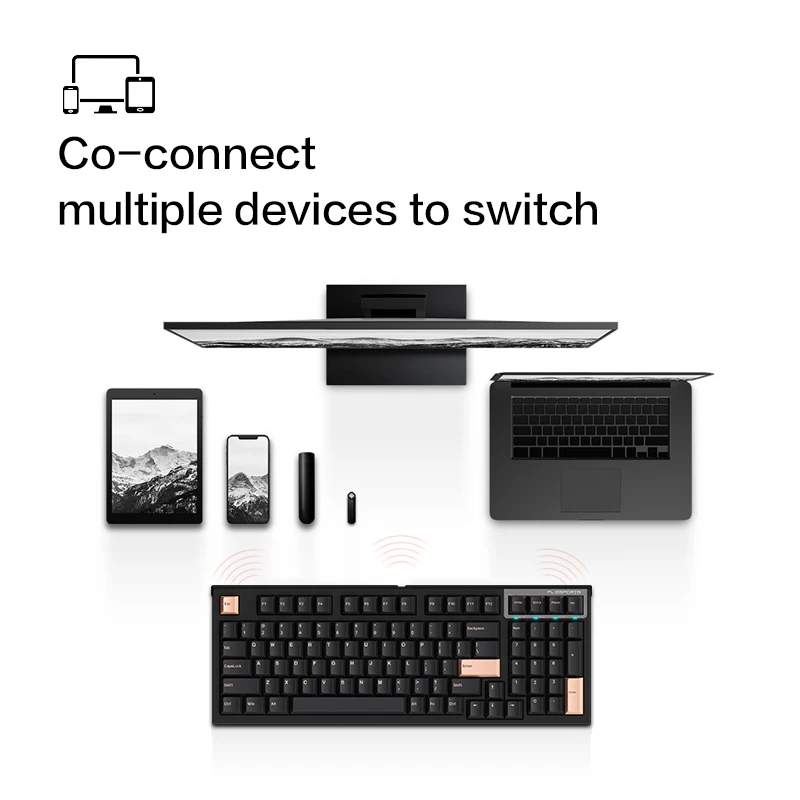 FL · ESPORTS FL980 키보드, 98 키 유선 블루투스, 2.4G 무선 RGB 기계식 키보드, 전체 키 스왑 가능, 게임 사무실 장비