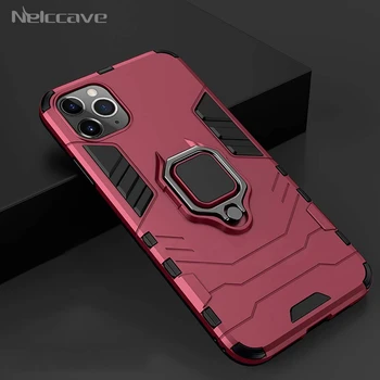 

500 Pieces Ring Holder Rugged Armor Case For Apple iPhone 11 Pro XS Max XR X 8 Plus 7 6 6S Cases Cover Fits Magnetic Car Mount