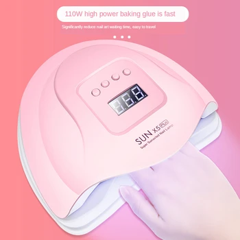 

110W Plus LED Nail Lamp White Pink UV Nail Gel Dryer Lamp Dual Light Source Intelligent Induction Nail Baking Lamp Dryer