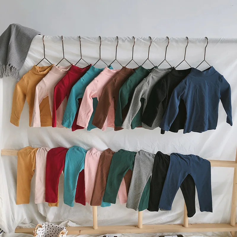 Fall and Winter New Ground Long Sleeve Medium and High Neck Suit for Children's Pajamas for Boys and Girls
