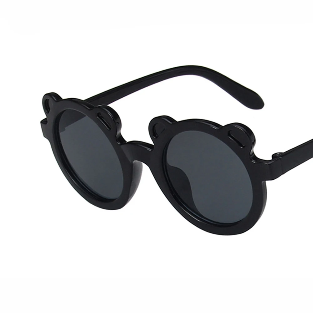 1pc 2022 New Kids Cute Cartoon Bear Shape Round Sunglasses Boy Girls Children Vintage Uv400 Colors Rimless Polarized Sun Glasses blue blocker glasses Blue Light Blocking Glasses