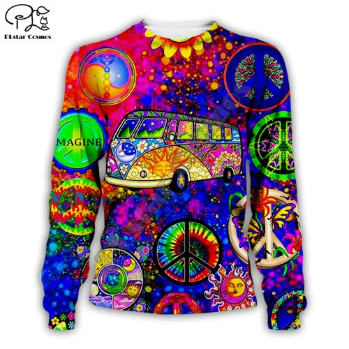 sweatshirt Для мужчин и женщин Хиппи хипстер 3D Толстовка Триппи Свитшот Новинка с длинным рукавом с принтом мира на молнии унисекс пуловер Повседневная Уличная одежда 01 - Цвет: sweatshirt