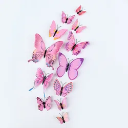 Set of 12 Vibrant 3D Butterfly Wall and Home Décor Magnets (Pink)