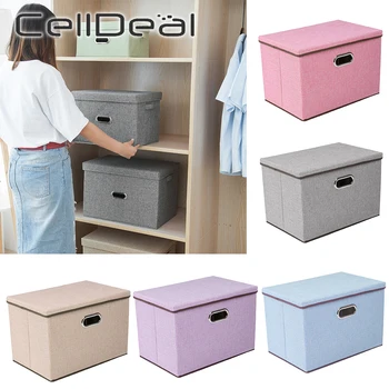 

CellDeal Foldable Solid Square Clothes Storage Box Canvas Organizer Fabric Cube Basket Storage Organizer Home Organization