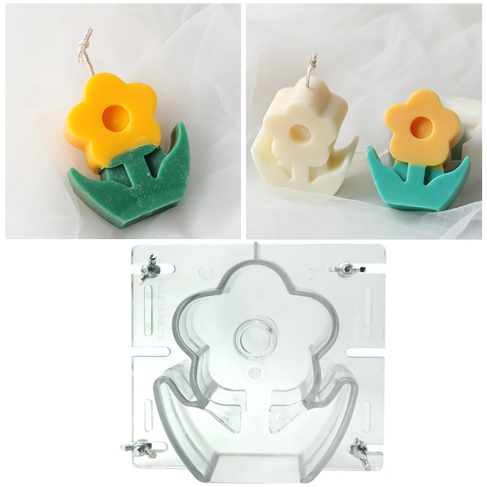 

New Arrival Transparent Flowers Shape Plastic Candle Mould Soap DIY Tool Craft Clay Mold Scented Candle Mould Cake Mould