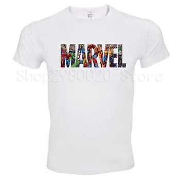 

2018 New Fashion Marvel Short Sleeve t-shirt Men Superhero print t shirt O-neck comic Marvel white shirts tops men clothes Tee