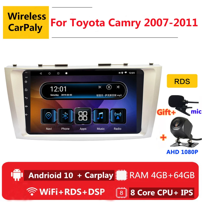 Автомагнитола 2 din на android 10 для Toyota Camry 40 50 2007 2008 2009 2010 2011 навигация GPS DVD