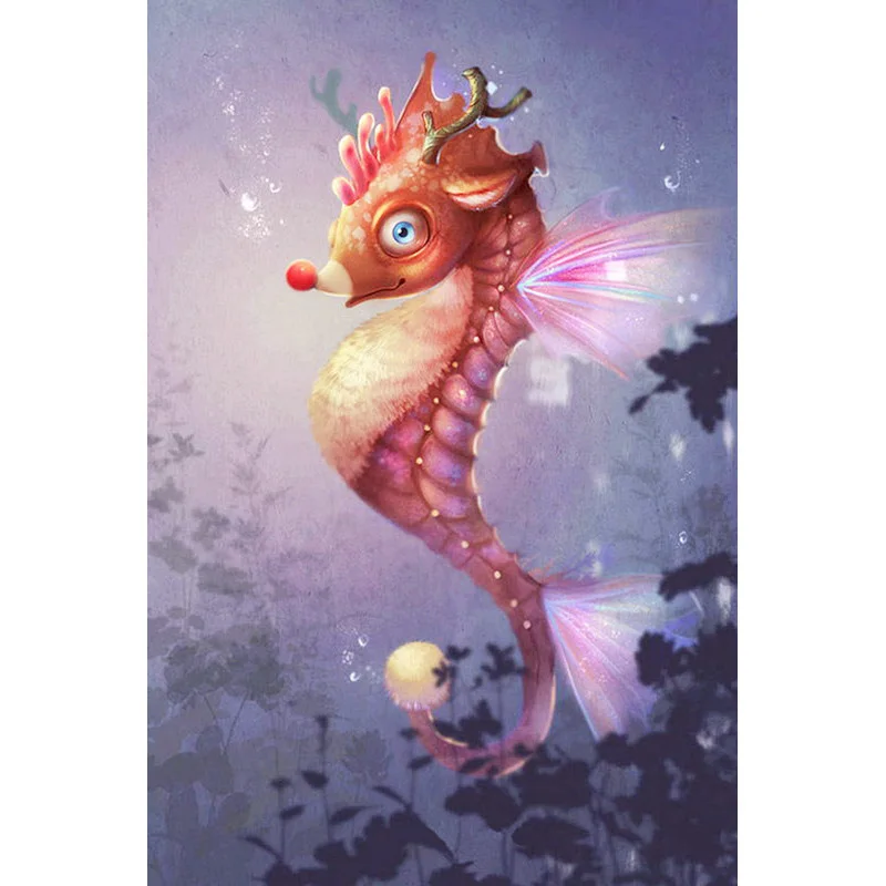 

Full Square 5d Diy Diamond Painting Seahors Cartoon Animal Diamond Embroidery Landscape Cross-stitch Home Wedding Decor Gift W59