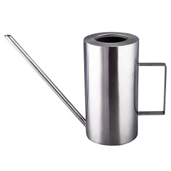 

1500mL Stainless Steel Watering Can Long Mouth Round Sprinkling Pot for Home Garden Plant Watering Pots Cylindrical modern style