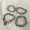 Punk Bracelet Classic Hip-hop Exaggerated Thick Chain New Double Pendant Link Round Men's Bracelet Jewelry Wholesale 2022 ► Photo 1/6