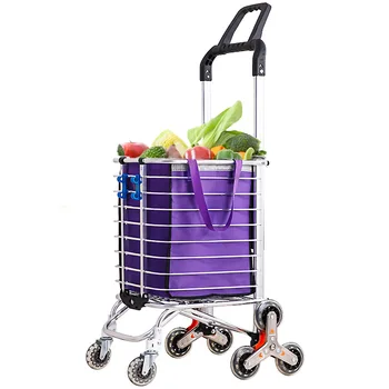 

Grocery Cart Small Pull Cart Home Trolley Car Folding Portable Trailer Climb Stairs Trolley Shopping Cart