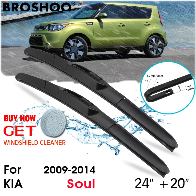 

Car Wiper Blade Front Window Windscreen Windshield Wipers Blades J hook Auto Accessories For KIA Soul 24"+20" 2009-2014