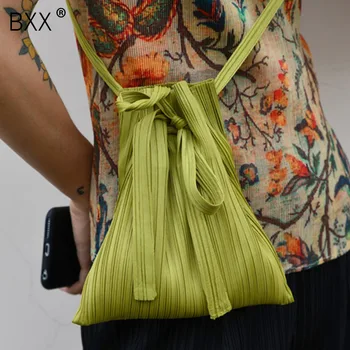 

[BXX] Soft Drawstring Shoulder Bags for Women 2020 Lux Handbags and Purses Women's Branded Simple Style Solid Color Bag LM920
