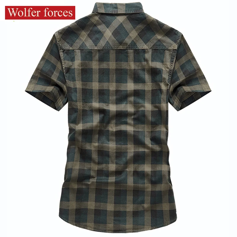 Summer Plaid Short Sleeve Men Cotton Casual Shirts Jackets