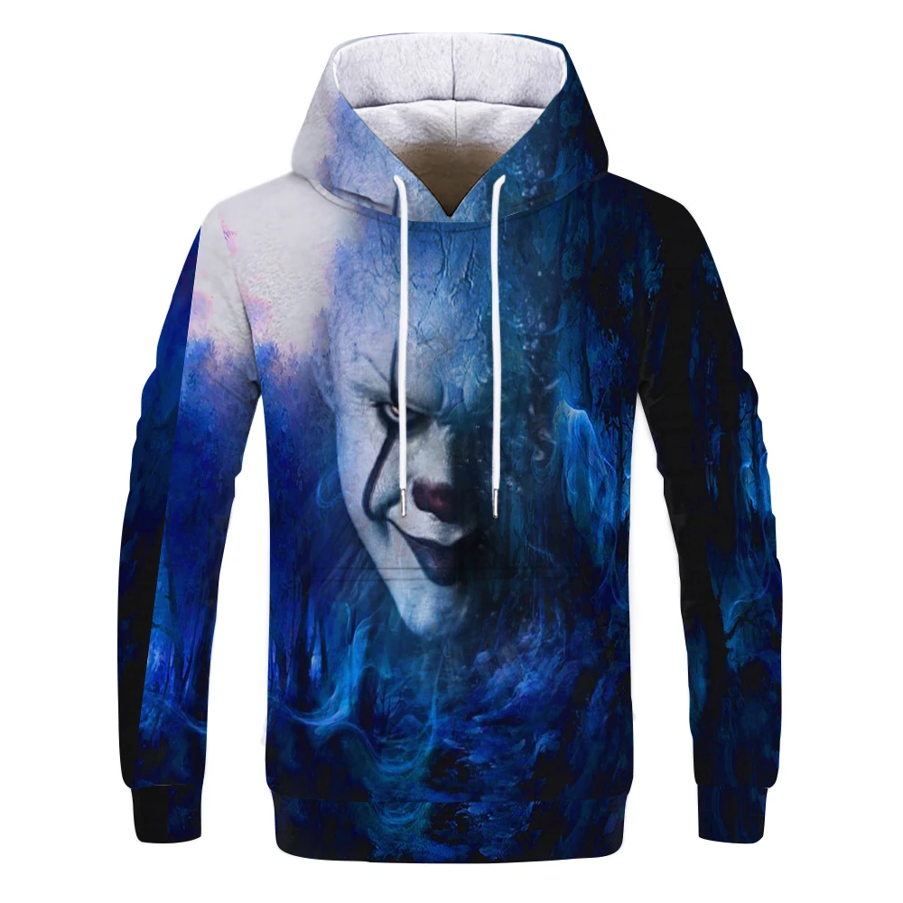 W-1396 Horror Movie It:Chapter Two Stephen King Clown PennyWise 3D Hoodie Cosplay Costume Sweatshirt men casual Cartoon Clown it hoodie - Цвет: W-1396
