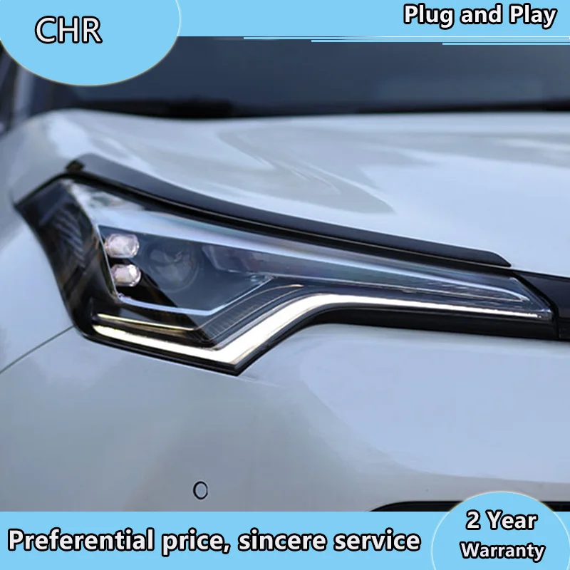 Автомобильный Стайлинг для- новых Toyota CHR фар, все светодиодный фары DRL, Би-светодиодный объектив, Высокий Низкий Луч, светодиодный, с динамическим поворотом