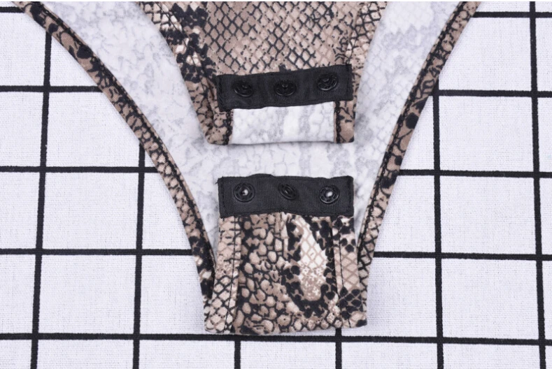 Snake Print Long Sleeve Sexy Women Bodysuit 2020 Spring Autumn Colthes Mock Turtleneck Thumbholes Snakeskin Body Suit blue bodysuit
