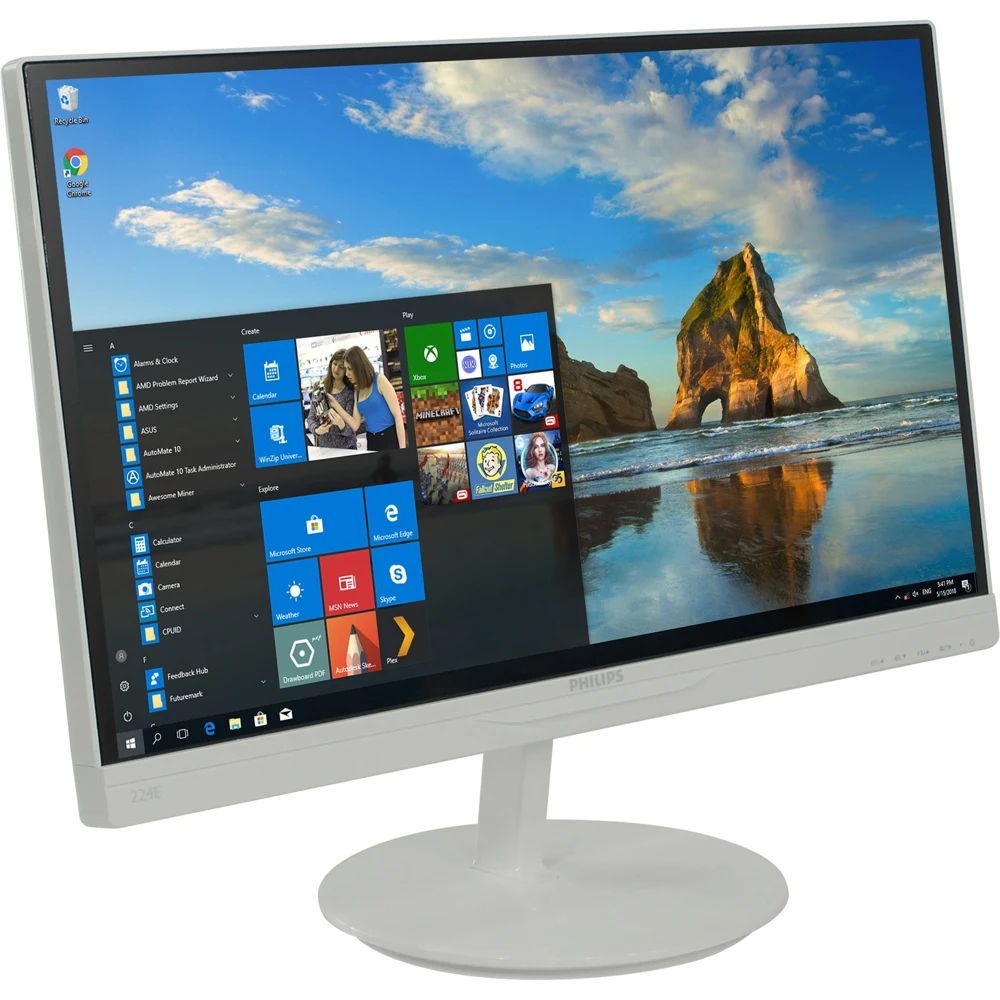 МОНИТОР 21.5" PHILIPS 224E5QSW/00(01) WHITE(AH-IPS, 1920x1080, 14 ms, 178°/178°, 250 cd/m, 20M:1,+DVI