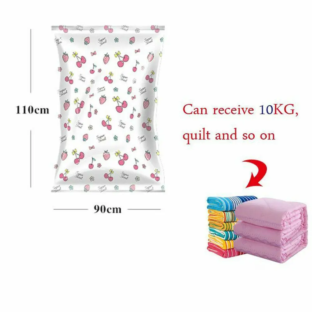 Size 90x110cm Прочные вакуумные пакеты для хранения одежды с клапаном VAC Экономия пространства прозрачный сжатый Органайзер Мешок вакуумный насос - Цвет: Size 90x110cm