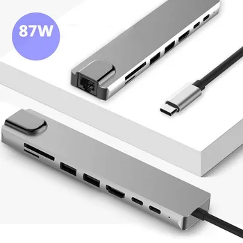 

8 In 1 USB HUB C HUB to Multi USB 3.0 Adapter Dock for PC Accessories USB-C Type C RJ45 Ethernet Micro SDTF OTG Adapter