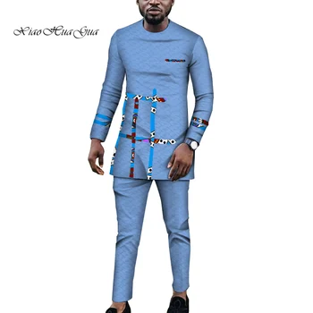 

Clearance Sale M Size Men African Clothes Bazin Riche Print Tops Long Sleeve Shirt Gown and Pants Set African Suits WYN920-XH