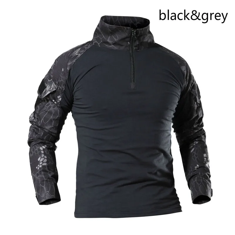 

Outdoor Autumn Winter Men Hiking T-shirts Camouflage Tactical Combat Multicolor T-Shirts Hiking Trekking Warm Windproof T-Shirts