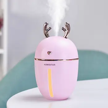 

450ML 450ML USB Air Humidifier Purifier Mist Maker Deerhorn Ultra Silent Aroma Essential Oil Diffuser Home Office Car Pink White