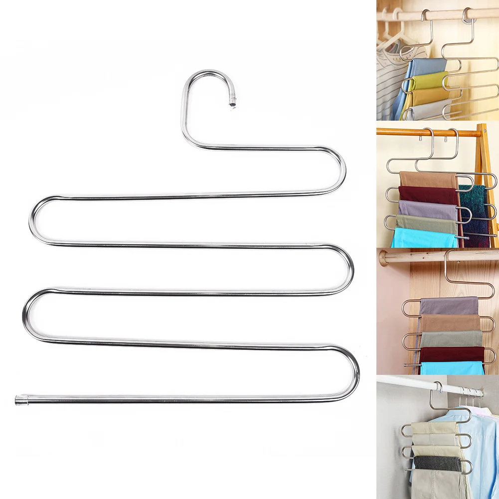 

Pants Trousers Rack Hanger S Shape 5 Layers Wardrobe Space Saver 14.17*14.96inch