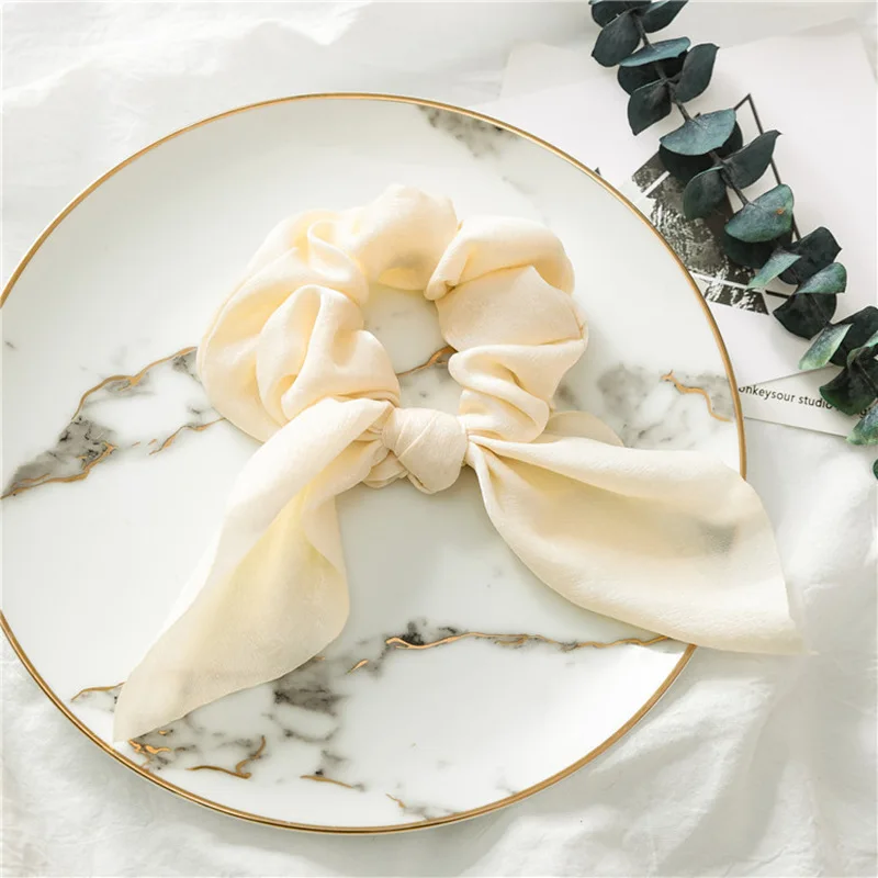 Rabbit Ears White Женские резинки для волос в горошек с бантиками, резинки для волос в виде конского хвоста для девочек, резинки, резинка для волос, аксессуары для волос, головные уборы - Цвет: Rabbit Ears White